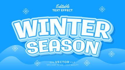 Editable text style effect - winter text with snow illustration