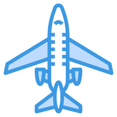 plane blue outline icon