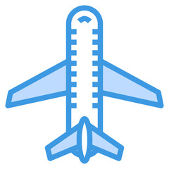 plane blue outline icon