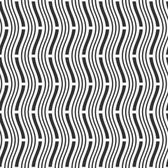 Seamless fashion striped vector pattern. Wavy lines, stripes. Black and white oriental background.