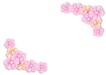 Fototapeta premium 梅のつまみ細工のフレーム ピンク png