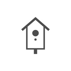 Wooden birdhouse black vector icon, nature simple illustration