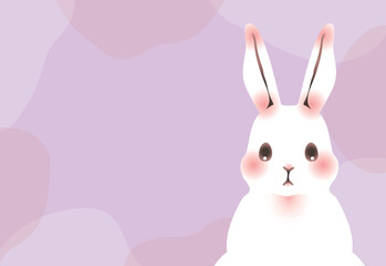 うさぎのポストカード　横（ピンク系）