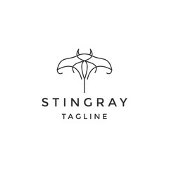 Stingray fish line logo design template flat vector