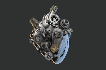 Car engine with heart shape and mechanism and gears