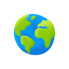 3d Globe cartoon vector icon. Concept for planet earth. Save, environment, world icon