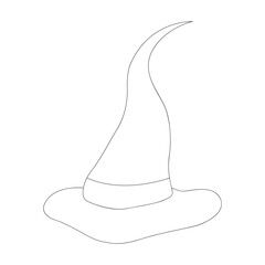 Black and white Halloween witch hat isolated on white background. witch hat vector.