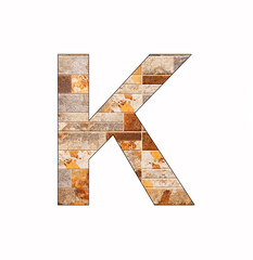 Alphabet letter K on tile background - Veneer texture