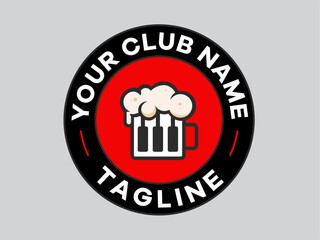 Beer in a glass vintage logo template inspiration for night club bar pub