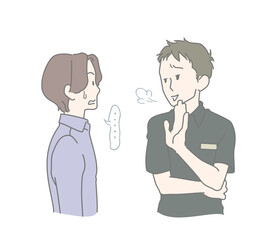 接客態度が悪すぎる若い男性スタッフと、呆れる男性客