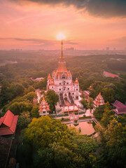 Aerial view of Buu Long Pagoda in Ho Chi Minh City. A beautiful buddhist temple hidden away in Ho Chi Minh City at Vietnam