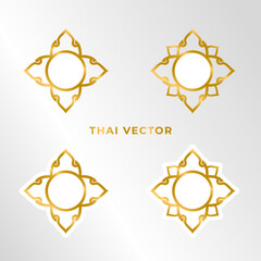 Thai style gold vector on white background. Traditional style in Thailand. Must use in temples or buddha rooms. Line Thai style.