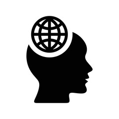 Global Mind icon. Black vector graphics.