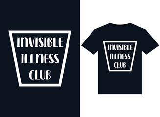 Invisible Illness Club illustrations for print-ready T-Shirts design