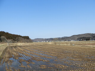 早春の農村風景