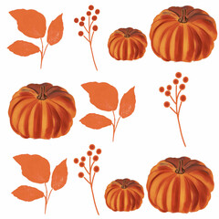 set of halloween pumpkins