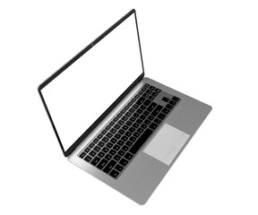 Fototapeta na wymiar Modern laptop with empty screen on white background - 3D illustration