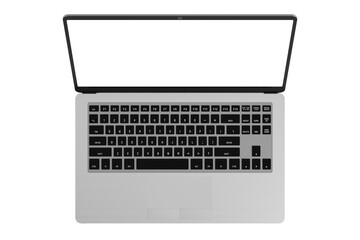 Fototapeta na wymiar Modern laptop with empty screen on white background - 3D illustration