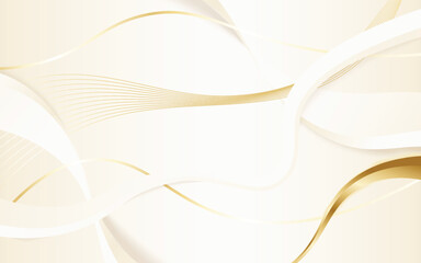 Elegant cream shade background with line golden elements. Realistic luxury paper cut style 3d modern concept. vector illustration for design