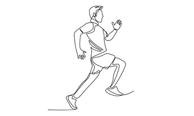 Fototapeta na wymiar Continuous line drawing of runner minimalist design sport