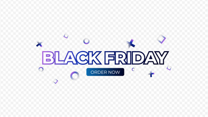 Black Friday png typographic banner. Promotion calligraphic poster for black friday with png background. Vector illustration