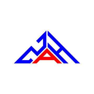 ZAH letter logo creative design with vector graphic, ZAH simple and modern logo in triangle shape.