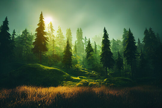 Calm green forest