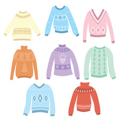 set of sweaters in pastel colors. isolated vector