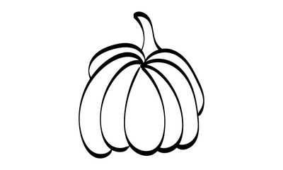 Simple Pumpkin Line Drawing. Black and white Autumn Pumpkin