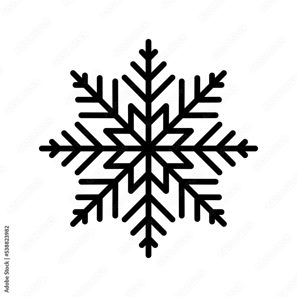 Wall mural snowflake vector icon. black vector element isolated on white background. best for seamless patterns