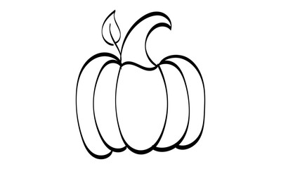 Simple Pumpkin Line Drawing. Black and white Autumn Pumpkin