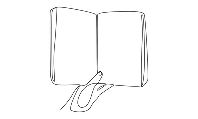 continuous line of hands holding book