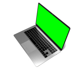 Fototapeta na wymiar Modern laptop with green screen isolated on transparent background - 3D illustration