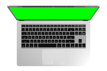 Obraz na płótnie Canvas Modern laptop with green screen isolated on transparent background - 3D illustration