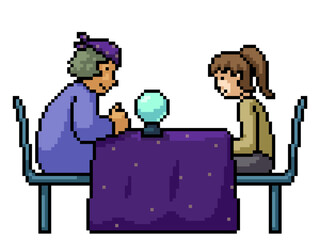 pixel art fortune teller woman