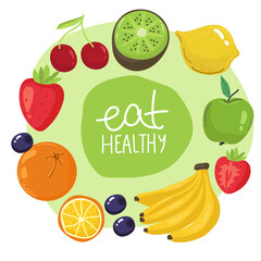 Sweet fruits. Grapes, strawberry, blackberry, cherry, watermelon, pineapple, papaya, mango, apple, banana, orange, lime. realistic vector objects.