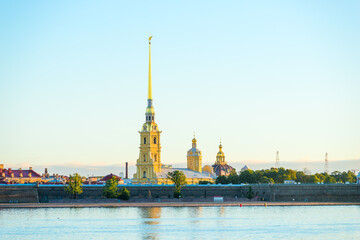 Panoramic view of the Peter and Paul Fortress in the city of St. Petersburg, Russia