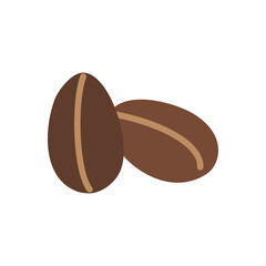 Two of coffee beans. Hand drawn colored vector illustration isolated on white background. Flat cartoon style.