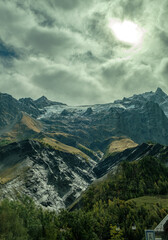 the landscape view of the Alps in early October and during the hike