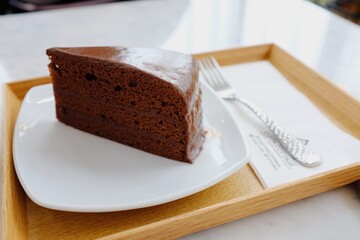Chocolate Cake Slice with Coffee
