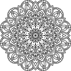 Adult coloring page Mandala.Antistress Coloring Page Mandala.Hand drawn illustration vector