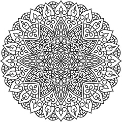 Adult coloring page Mandala.Antistress Coloring Page Mandala.Hand drawn illustration vector