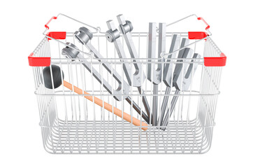 Shopping basket with medical tuning forks, 3D rendering - obrazy, fototapety, plakaty