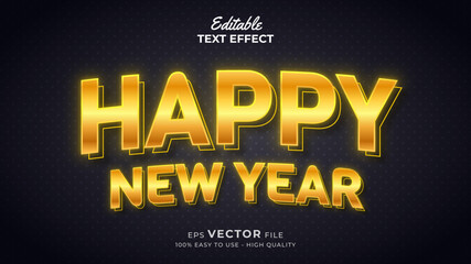 Editable text style effect - new year 3d text effects with gold style