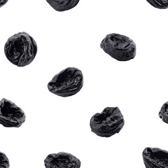 Prune, dried Plum, isolated on white background, SEAMLESS, PATTERN
