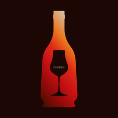 Poster with a silhouette of a bottle of French premium cognac