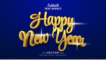 Editable text style effect - new year 3d text effects with gold style