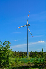 windmill wind turbines in field, power generator electric pylon wind turbine