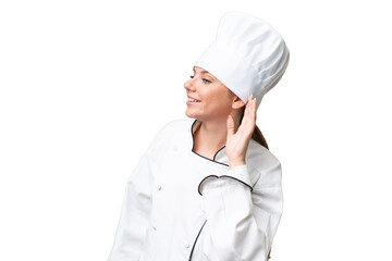 CHEF WOMAN OVER ISOLATED BACKGROUND