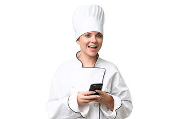 CHEF WOMAN OVER ISOLATED BACKGROUND